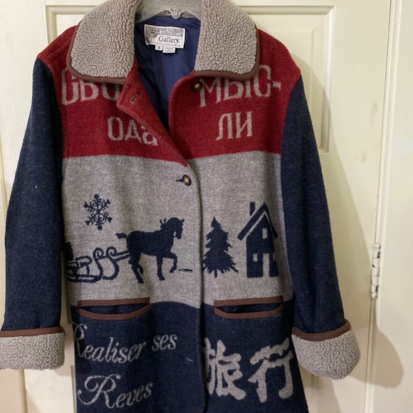 J Gallery Women’s Mid Length Wool Blend Winter Coat Jacket size Small Multi - Picture 4 of 11